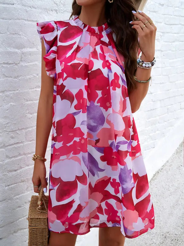 Elegant Printed Sleeveless Dress BLUE ZONE PLANET