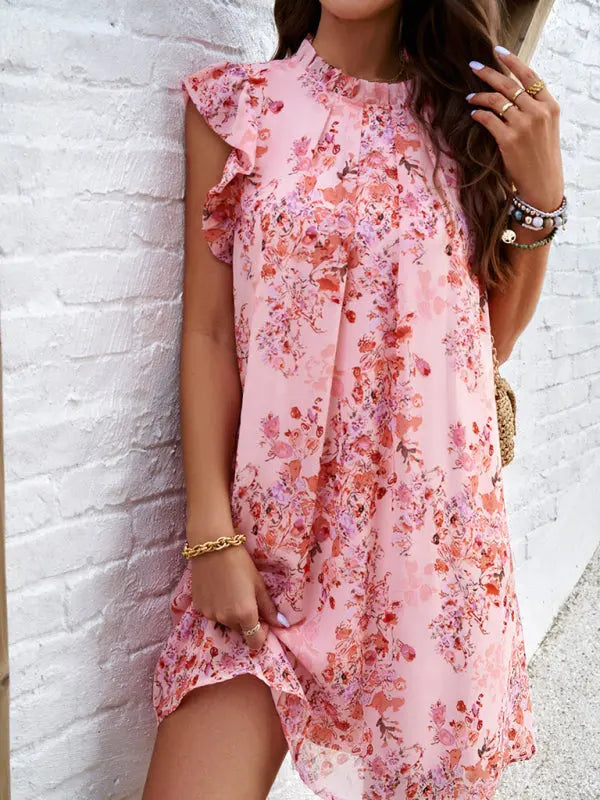 Elegant Printed Sleeveless Dress BLUE ZONE PLANET