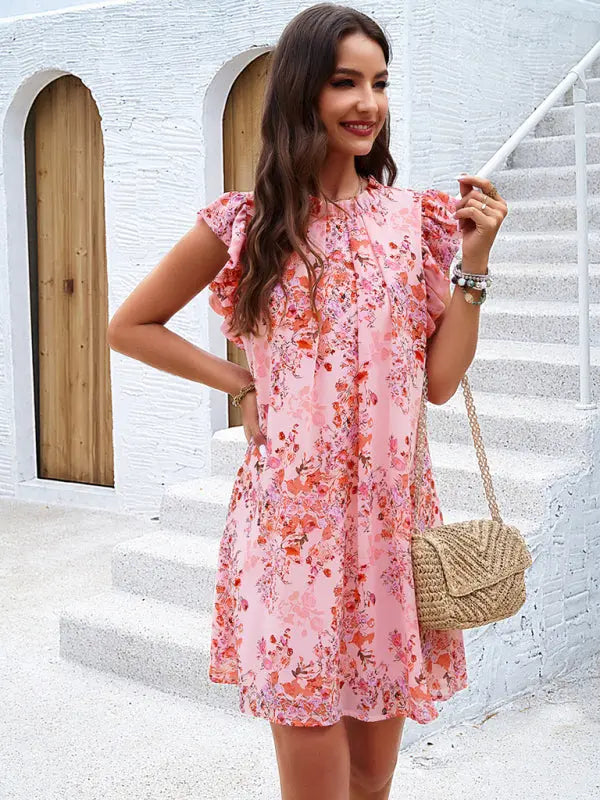 Elegant Printed Sleeveless Dress BLUE ZONE PLANET