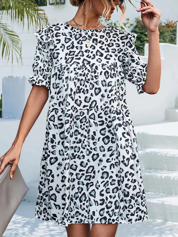 Elegant Vintage Leopard Print Dress kakaclo