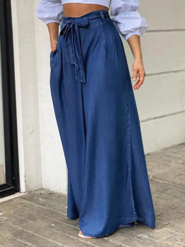 Elegant strappy high waisted skirt plus size denim maxi skirt kakaclo