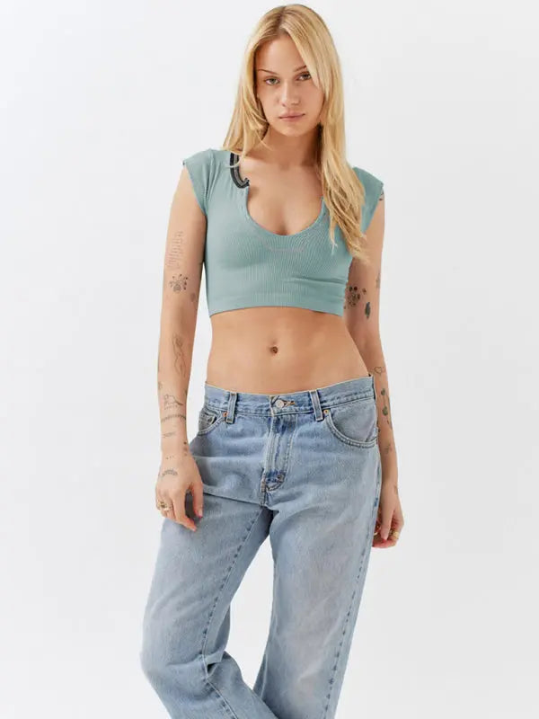 Emily's Knitted Half Cardigan Short Vest BLUE ZONE PLANET
