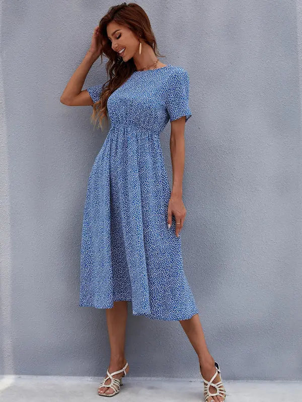 Emma's Ditsy Fresh Short-Sleeve Midi Dress BLUE ZONE PLANET