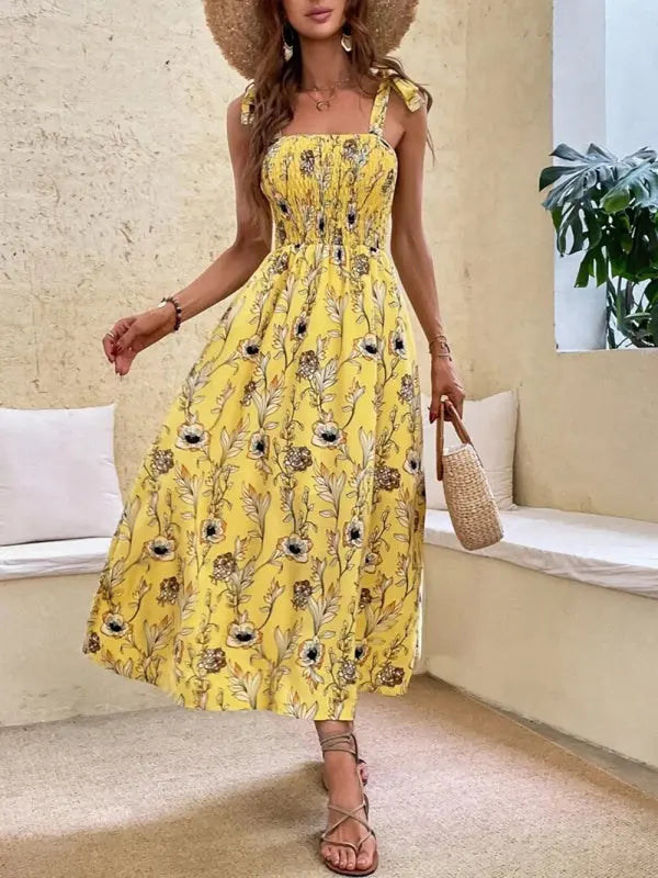 Emma's Sleek Sleeveless Sling Print Long Dress BLUE ZONE PLANET