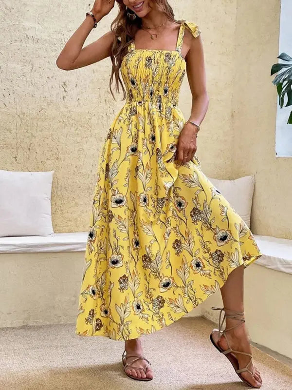 Emma's Sleek Sleeveless Sling Print Long Dress BLUE ZONE PLANET