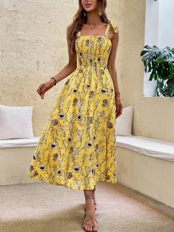 Emma's Sleek Sleeveless Sling Print Long Dress BLUE ZONE PLANET