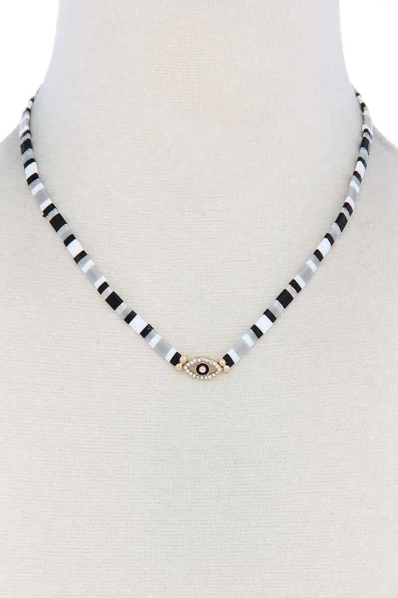 Evil Eye Charm Color Block Necklace Blue Zone Planet