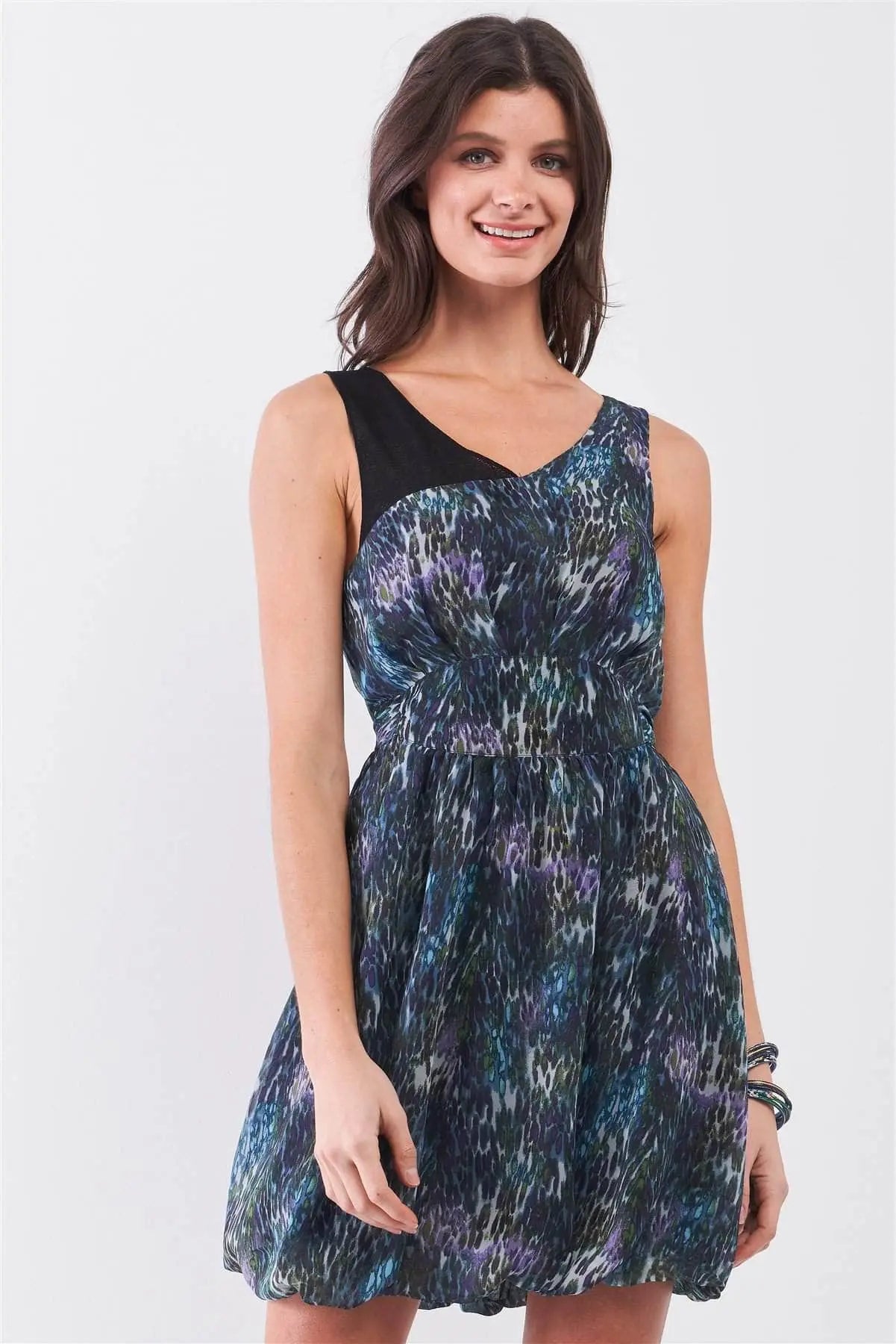 Eye Catcher Blue Sleeveless Mini Dress Blue Zone Planet