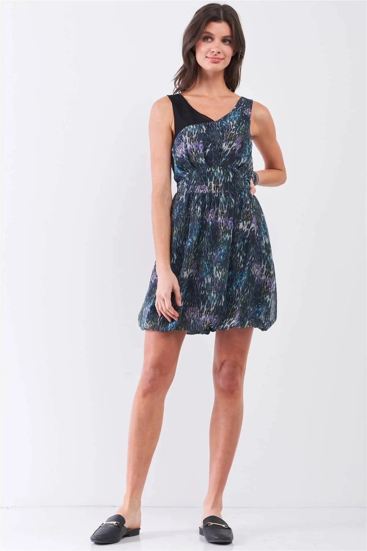 Eye Catcher Blue Sleeveless Mini Dress Blue Zone Planet