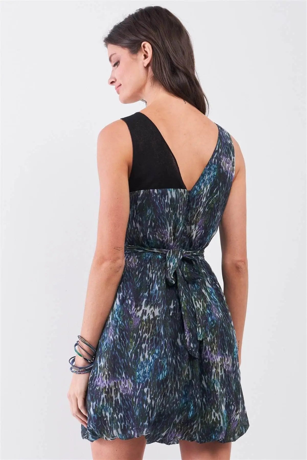 Eye Catcher Blue Sleeveless Mini Dress Blue Zone Planet