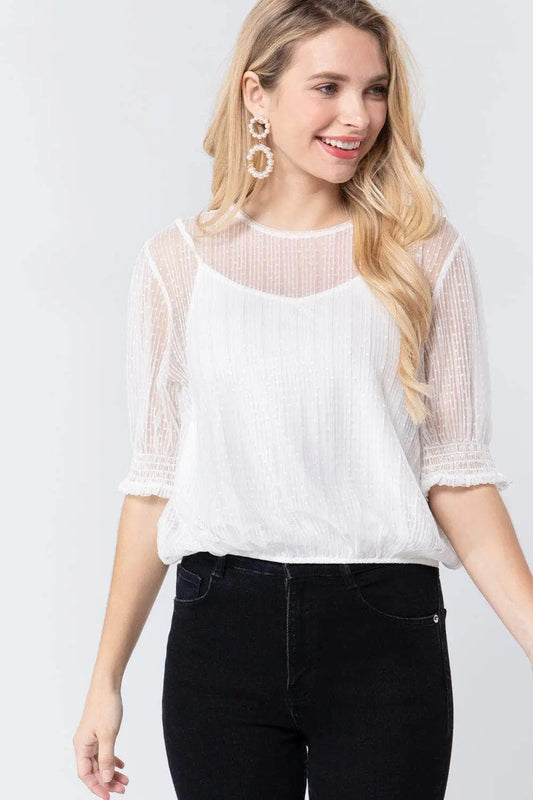 Fab Gemma Dot Mesh Top Cami Blue Zone Planet