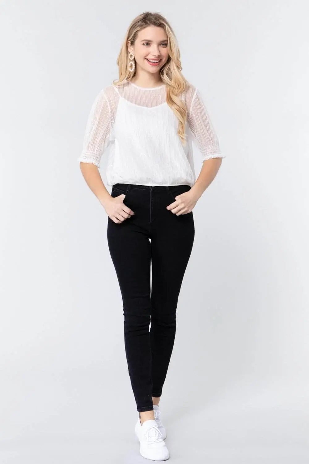 Fab Gemma Dot Mesh Top Cami Blue Zone Planet