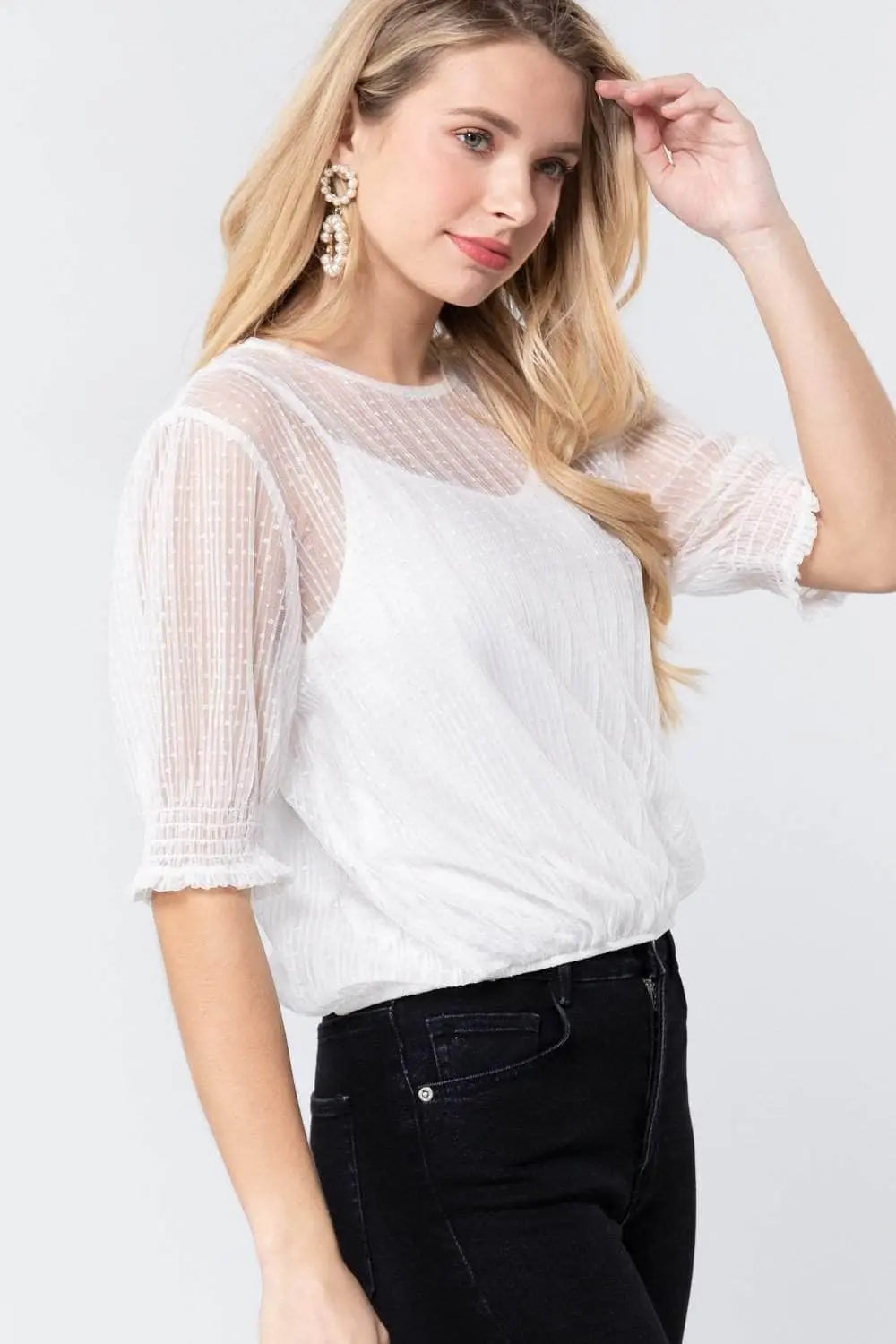 Fab Gemma Dot Mesh Top Cami Blue Zone Planet