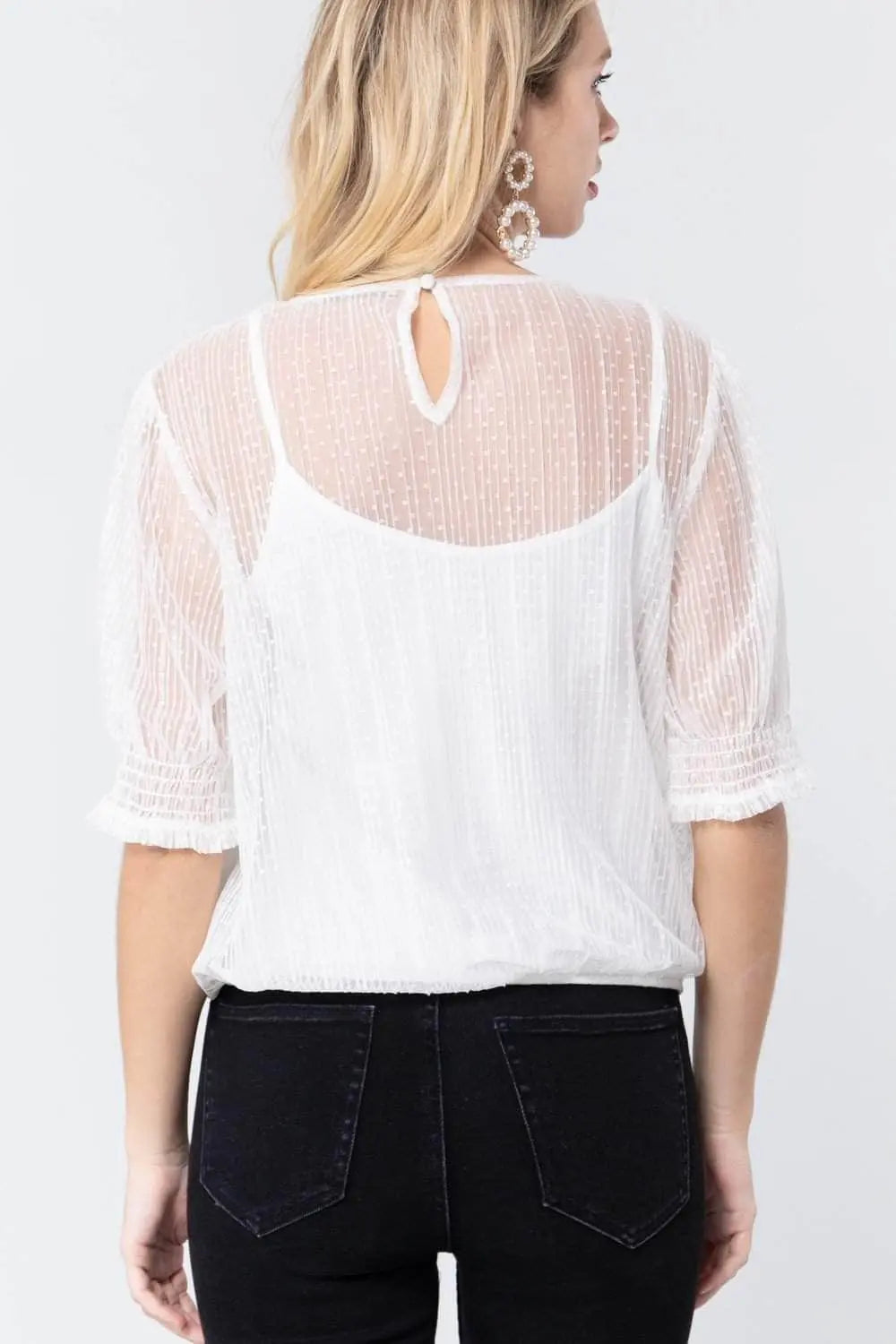 Fab Gemma Dot Mesh Top Cami Blue Zone Planet