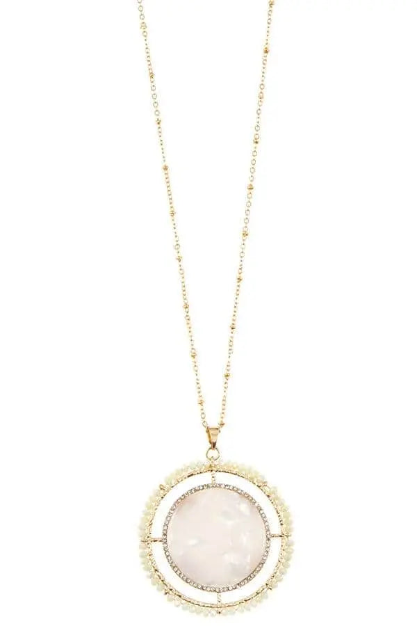 Faceted bead acetate circle pendant necklace set Blue Zone Planet