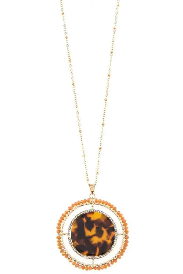 Faceted bead acetate circle pendant necklace set Blue Zone Planet