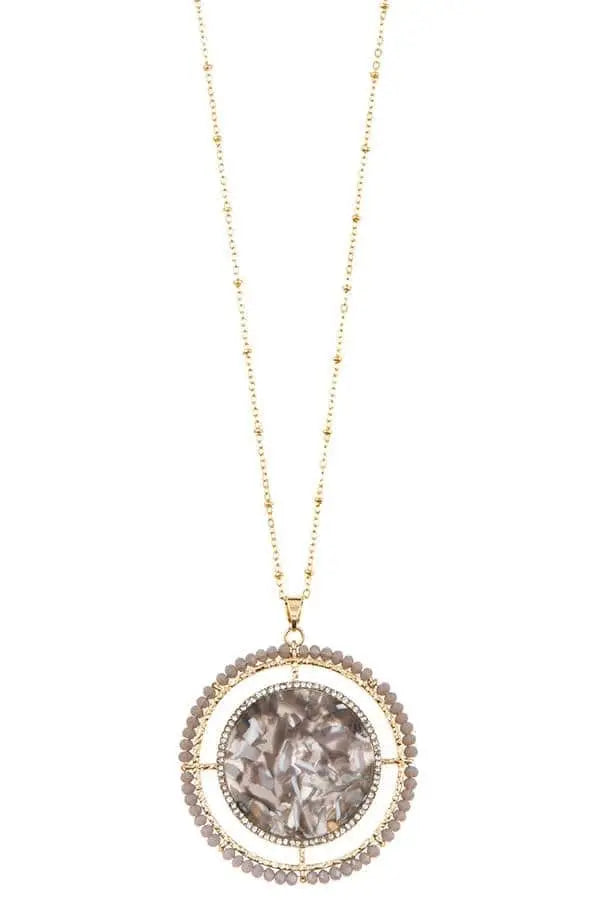 Faceted bead acetate circle pendant necklace set Blue Zone Planet