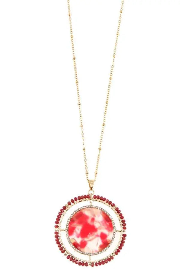 Faceted bead acetate circle pendant necklace set Blue Zone Planet