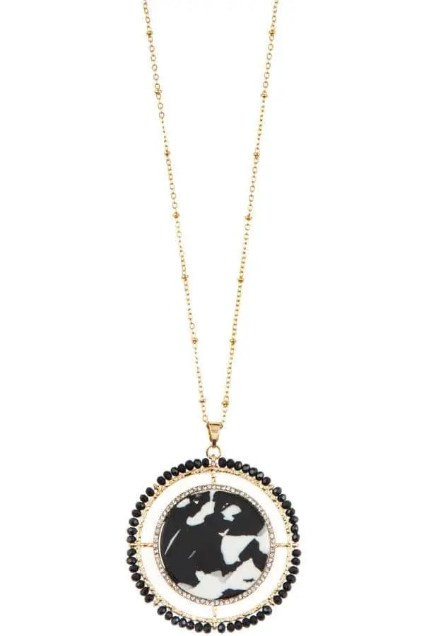 Faceted bead acetate circle pendant necklace set Blue Zone Planet