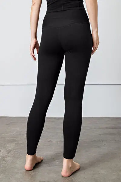 Faith Apparel High Waist Wide Waistband Leggings BLUE ZONE PLANET