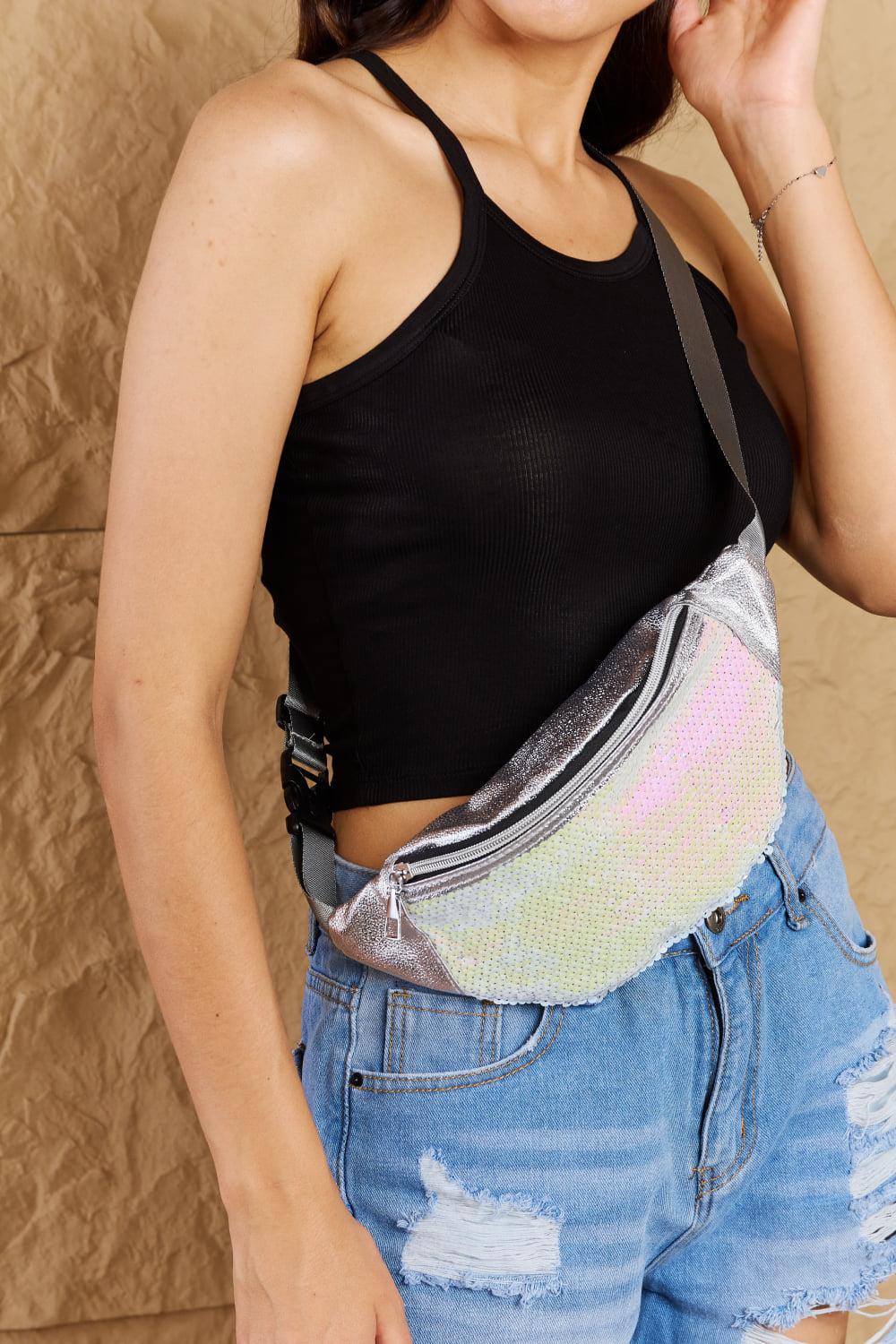 Fame Festival Baby Sequin Front Single Zipper Fanny Pack BLUE ZONE PLANET