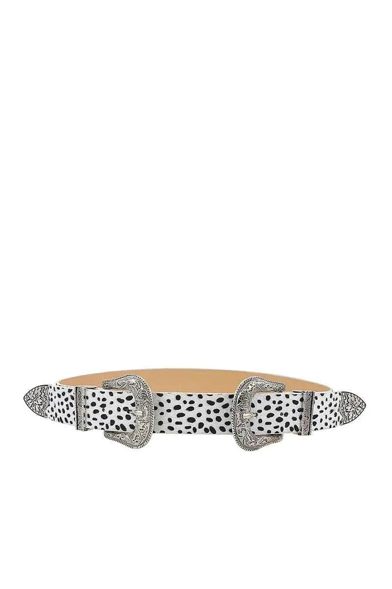 Fashion Chic Trendy Double Buckle Leopar Belt Blue Zone Planet
