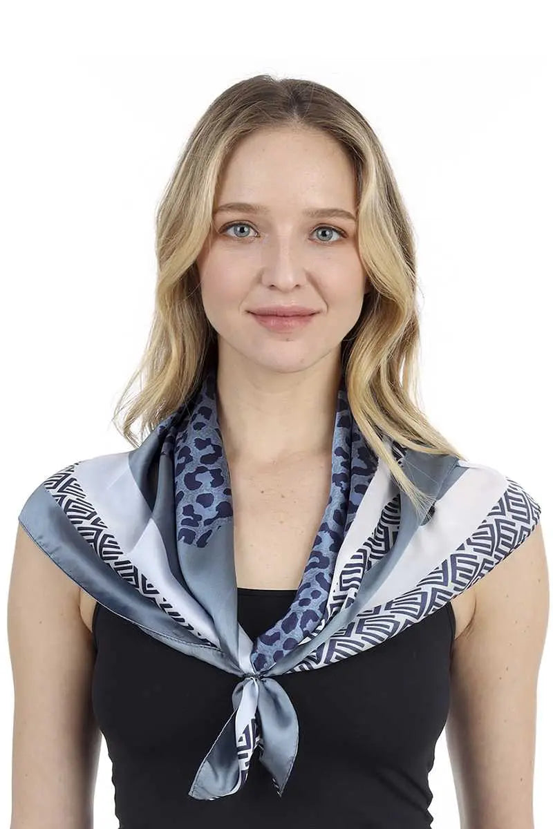 Fashion Leopard Pattern Print Neck Scarf Blue Zone Planet