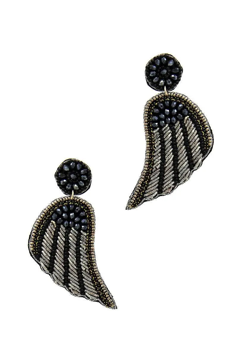 Fashion Modern Wing Patch Drop Earring Blue Zone Planet