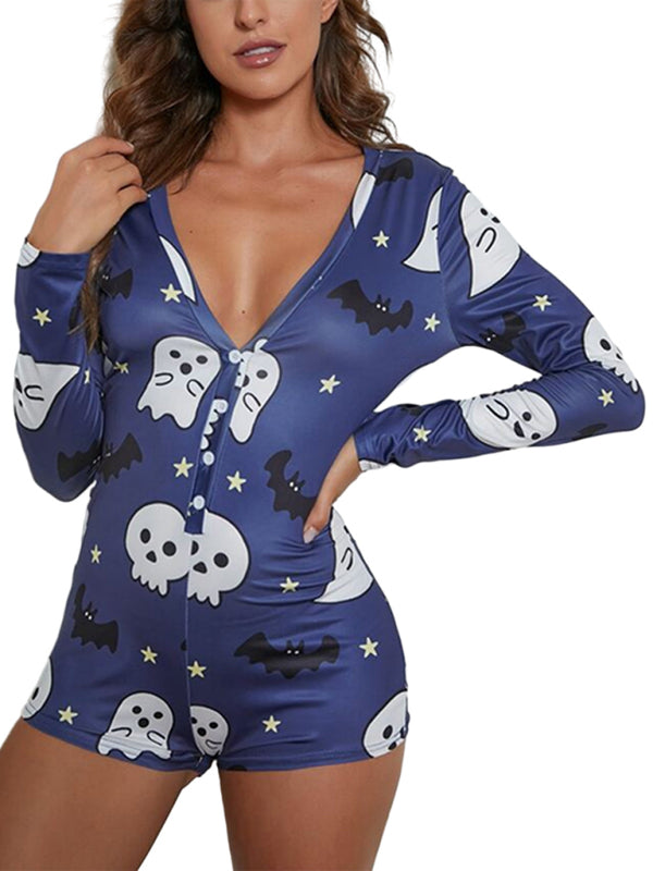 Fashion women's new Halloween one-piece pajamas BLUE ZONE PLANET