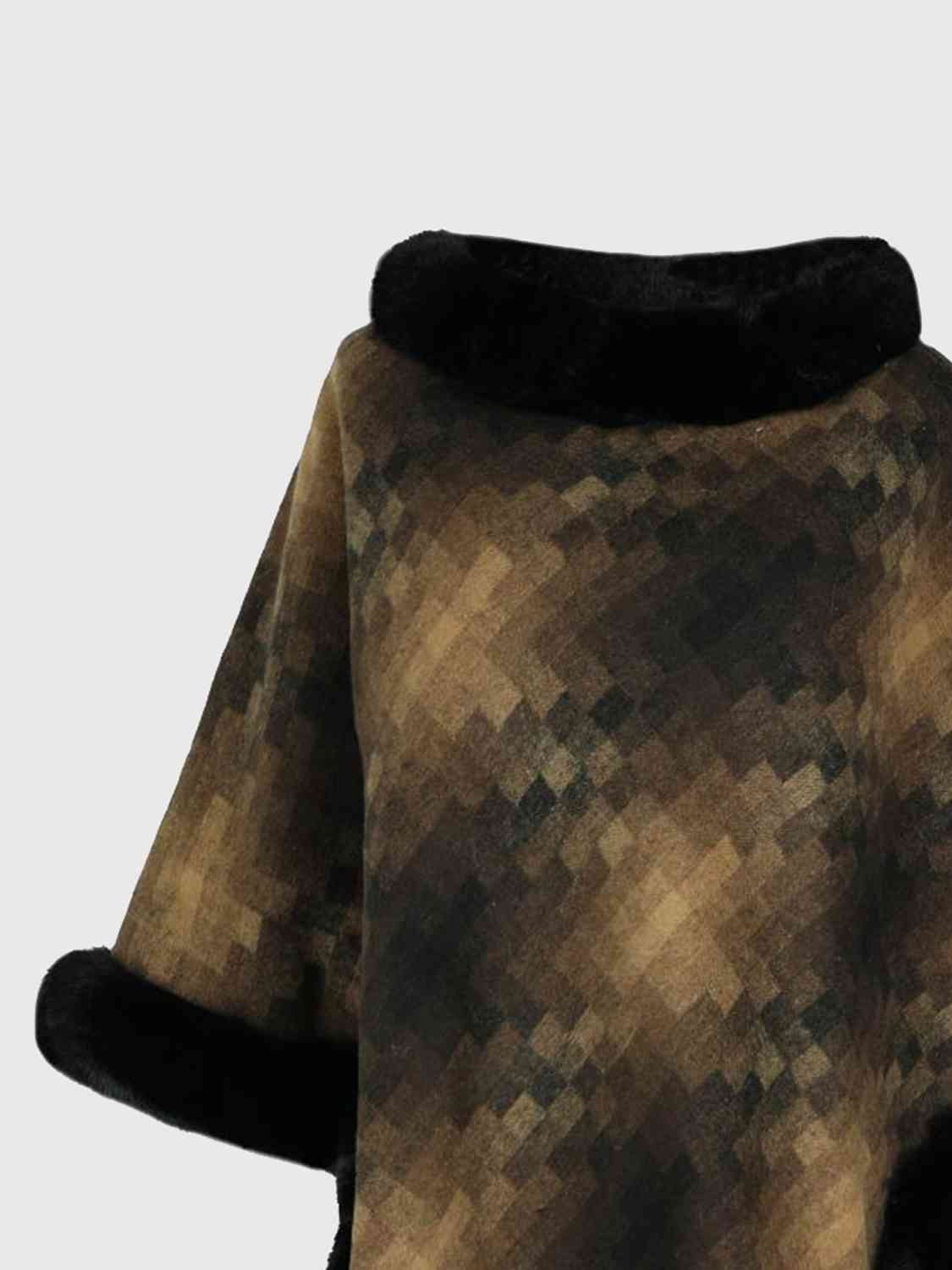 Faux Fur Trim Poncho BLUE ZONE PLANET