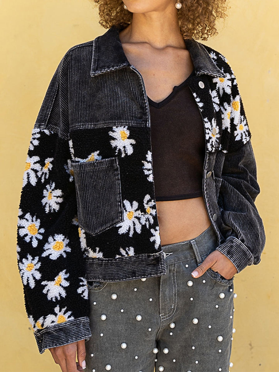 Floral Dropped Shoulder Shacket BLUE ZONE PLANET