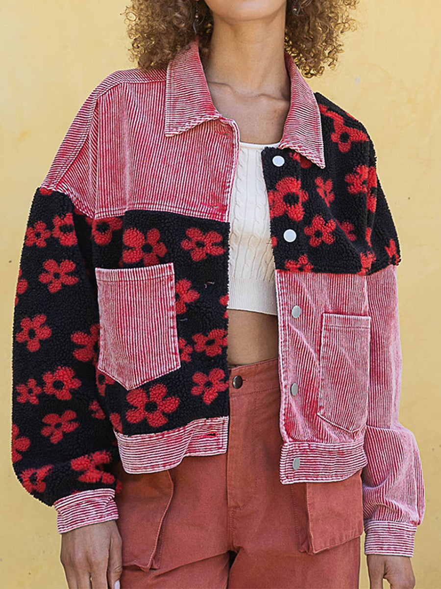 Floral Dropped Shoulder Shacket BLUE ZONE PLANET