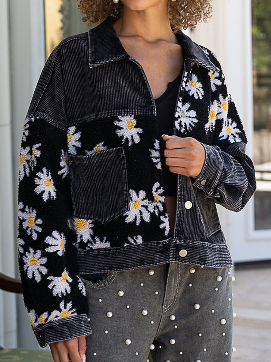 Floral Dropped Shoulder Shacket BLUE ZONE PLANET