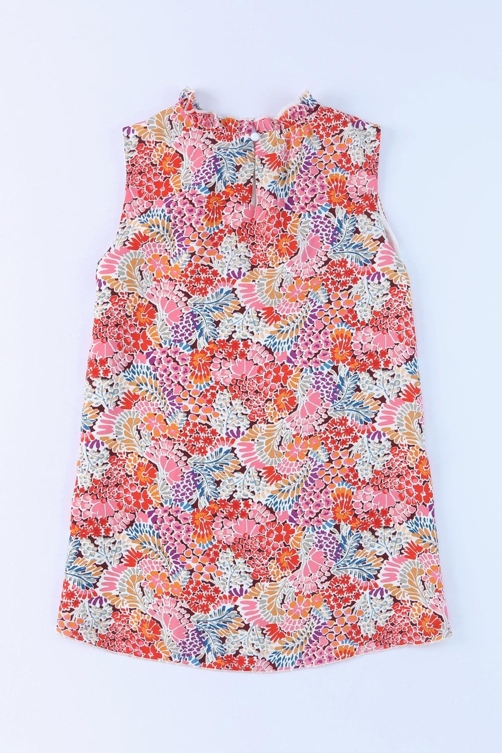 Floral Mock Neck Tank Top BLUE ZONE PLANET