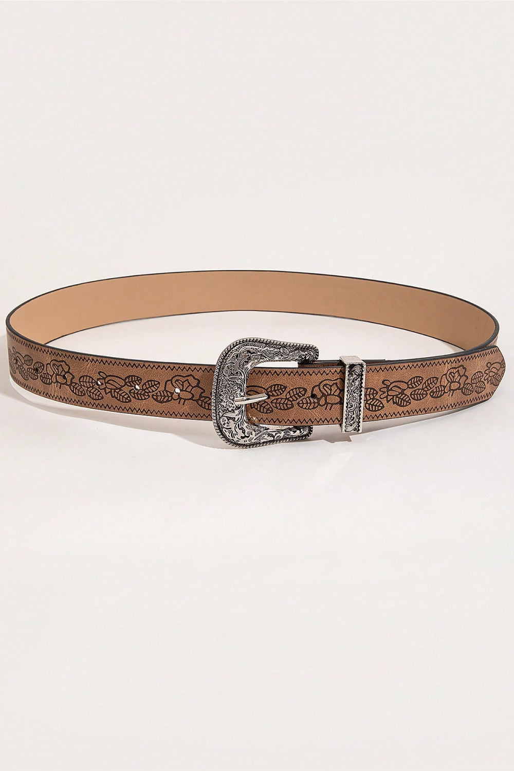 Floral PU Leather Belt BLUE ZONE PLANET