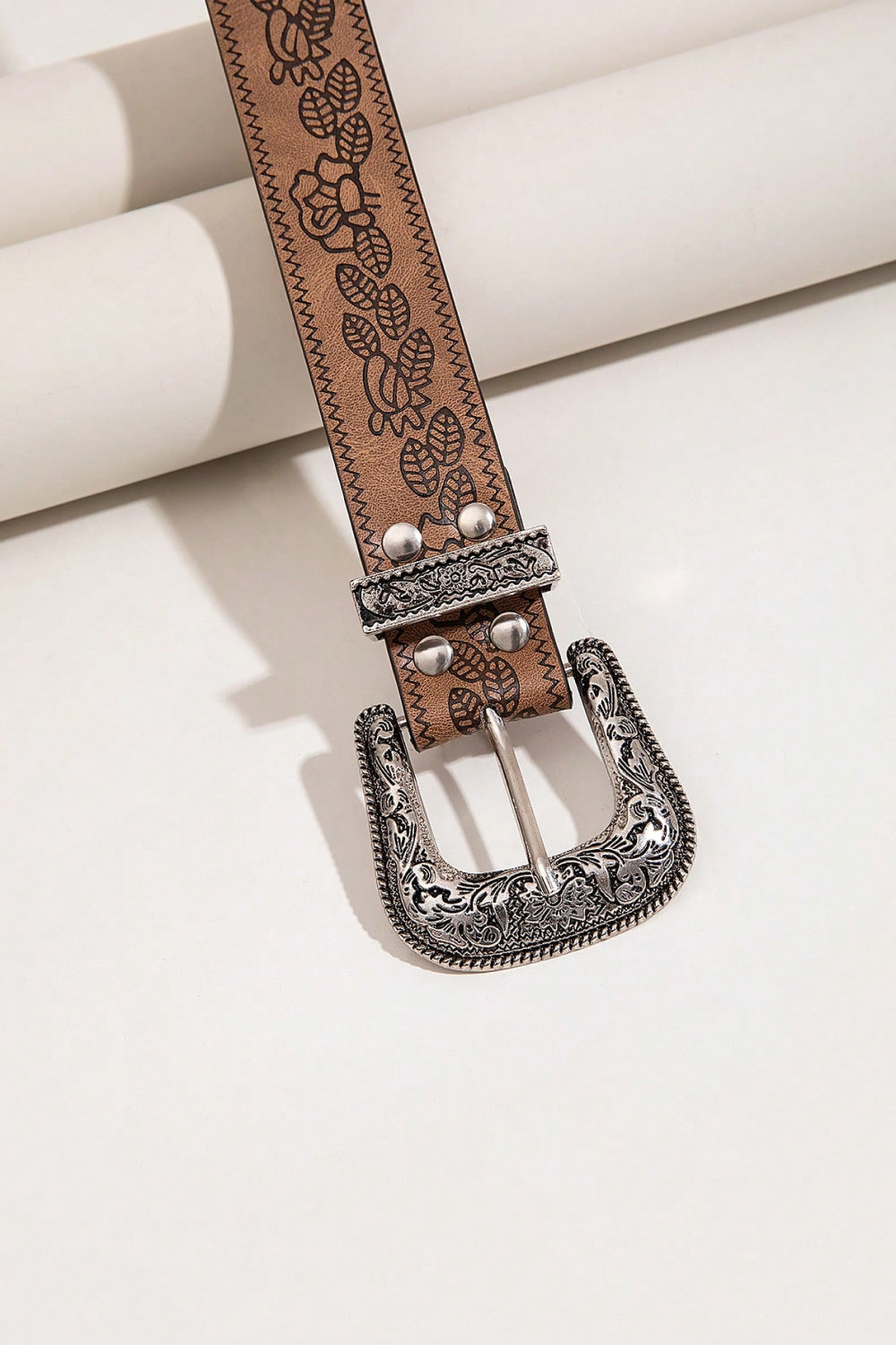 Floral PU Leather Belt BLUE ZONE PLANET