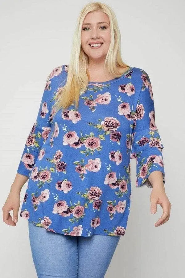 Floral Print Top Blue Zone Planet