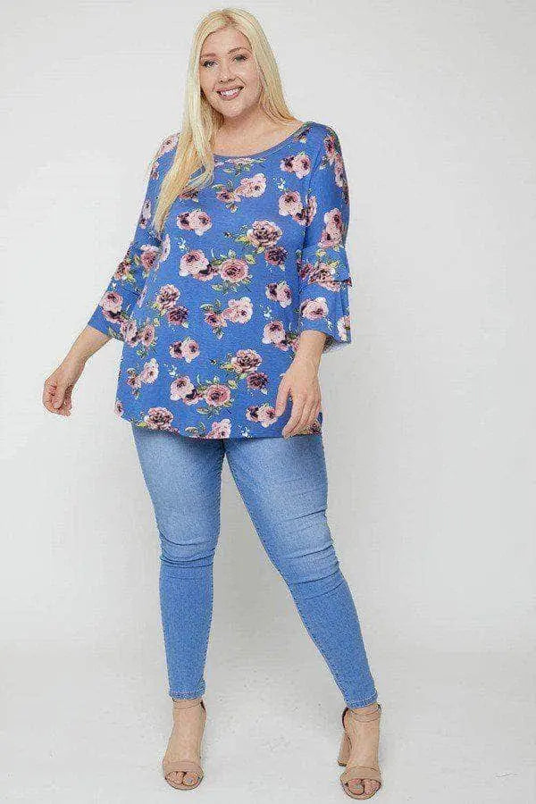 Floral Print Top Blue Zone Planet