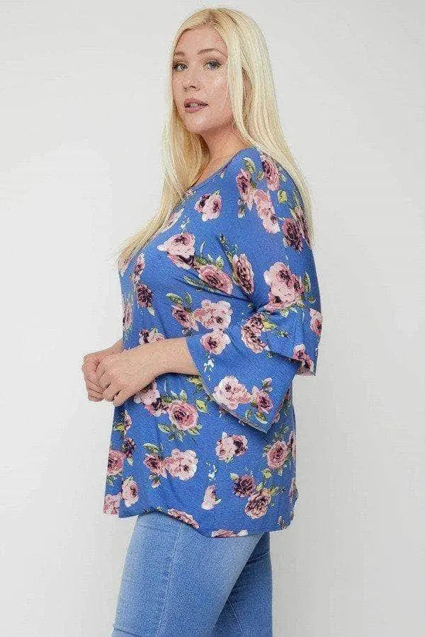 Floral Print Top Blue Zone Planet