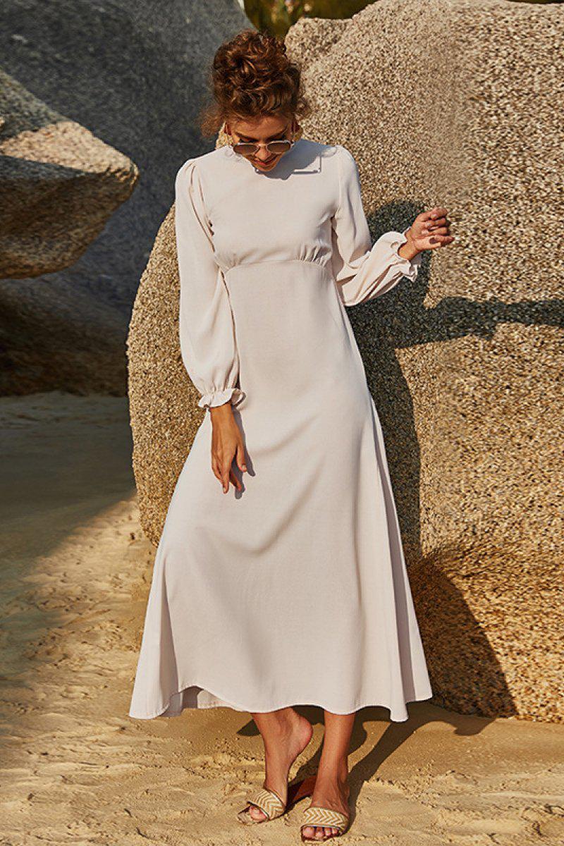 Floral Puff Sleeve Flounce Midi Dress BLUE ZONE PLANET