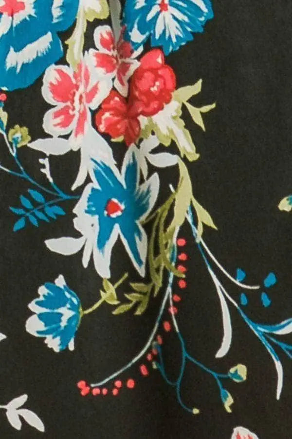 Floral Ruffle Skirt With Trim High-Low Blue Zone Planet