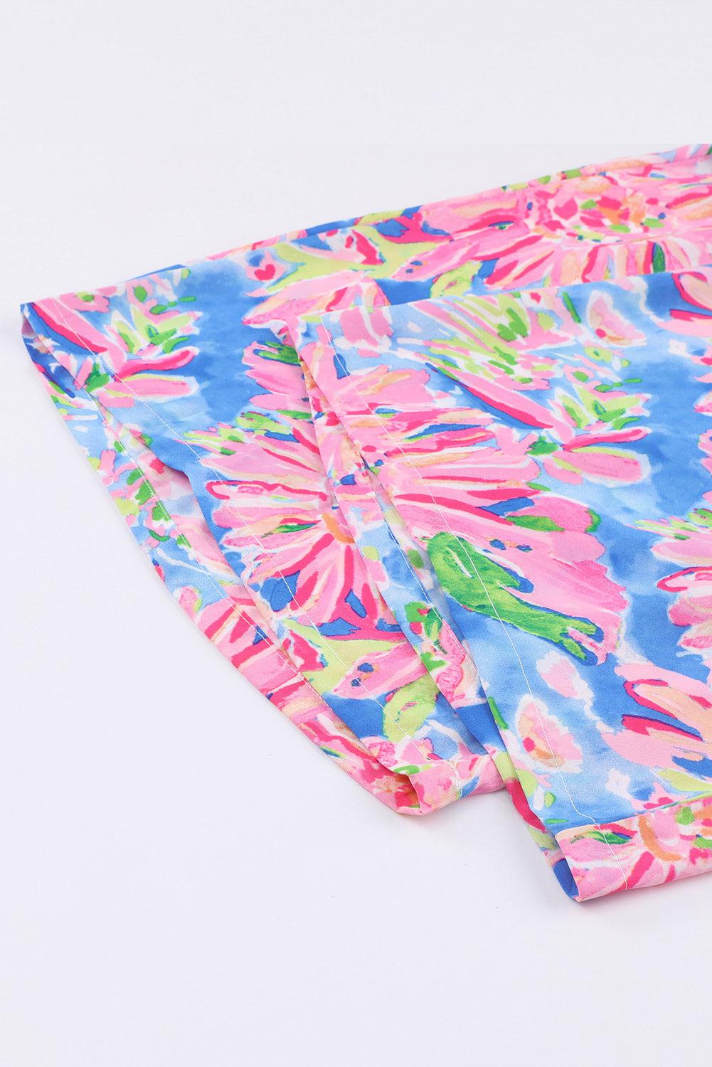 Floral Smocked Square Neck Jumpsuit with Pockets BLUE ZONE PLANET