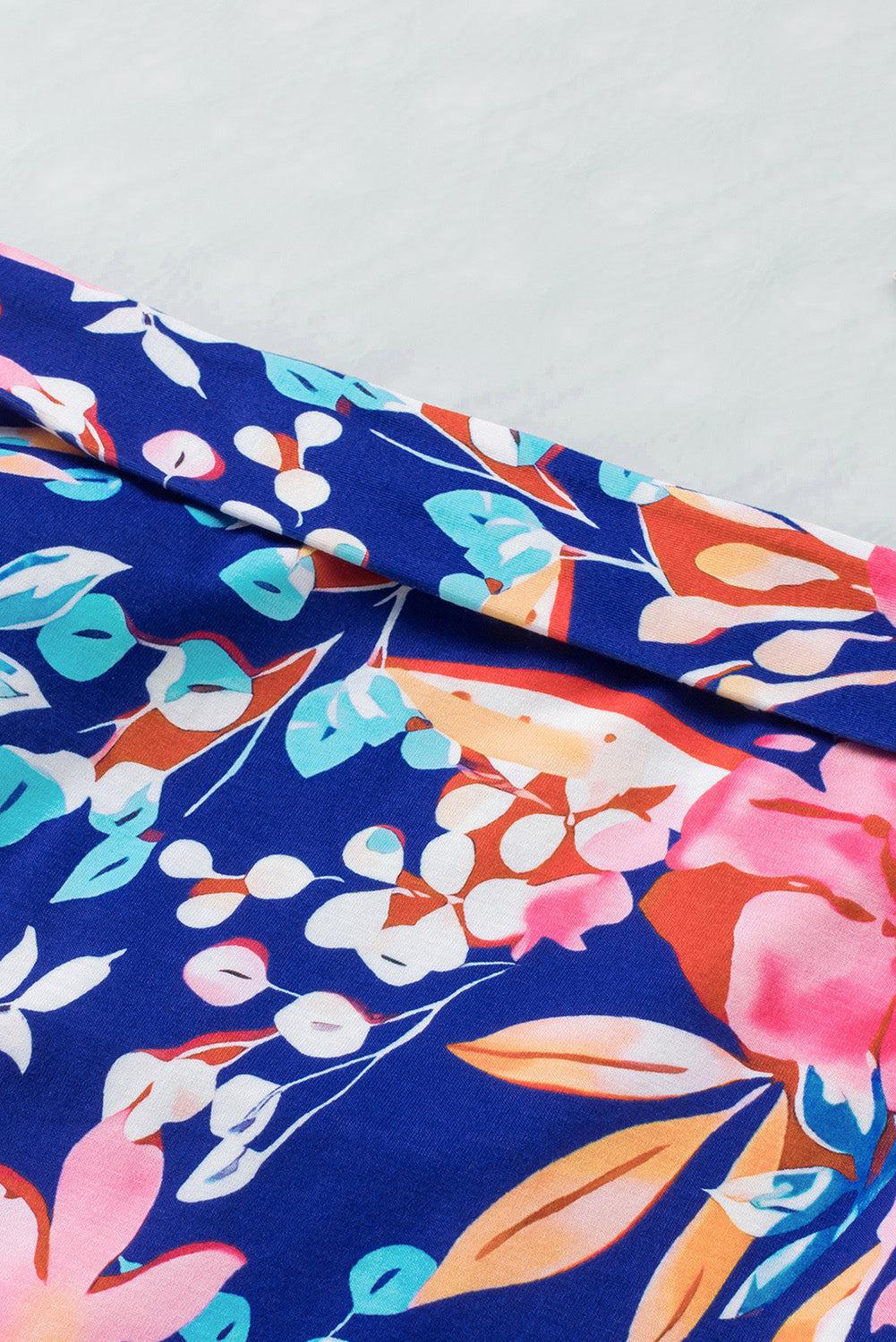 Floral Tied Mini Skirt BLUE ZONE PLANET