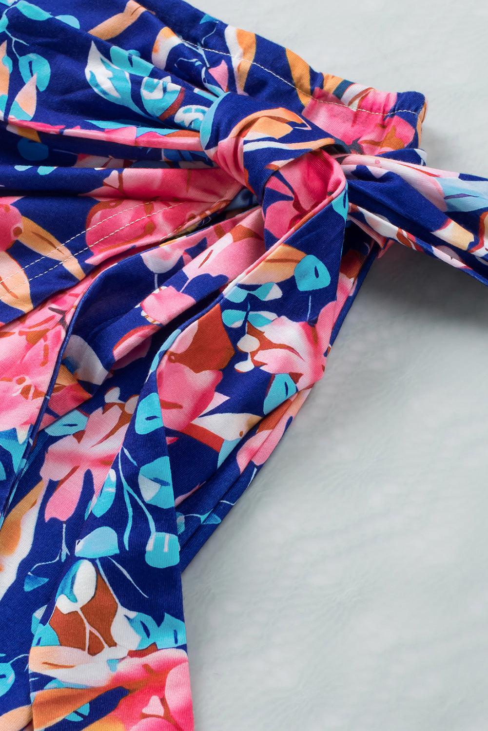 Floral Tied Mini Skirt BLUE ZONE PLANET