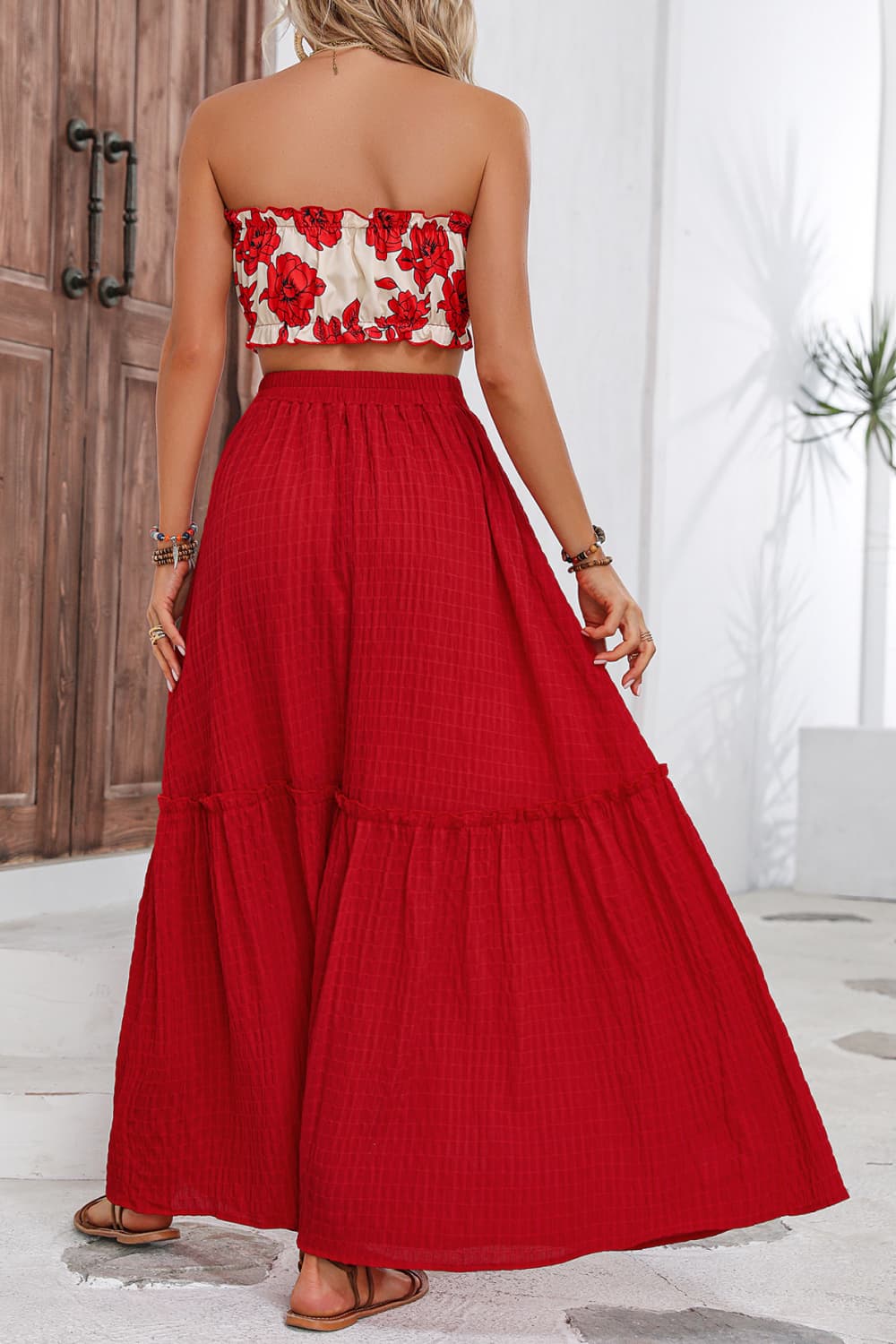 Floral Tube Top and Maxi Skirt Set BLUE ZONE PLANET