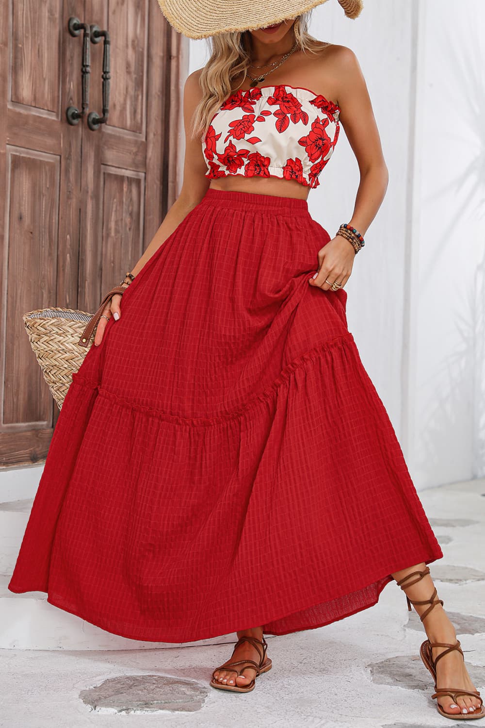Floral Tube Top and Maxi Skirt Set BLUE ZONE PLANET