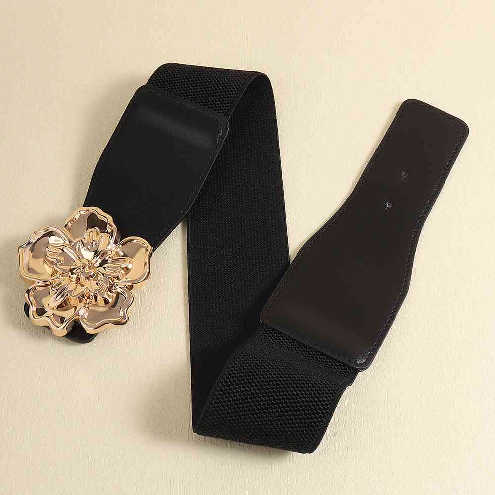 Flower Alloy Buckle Elastic Belt BLUE ZONE PLANET
