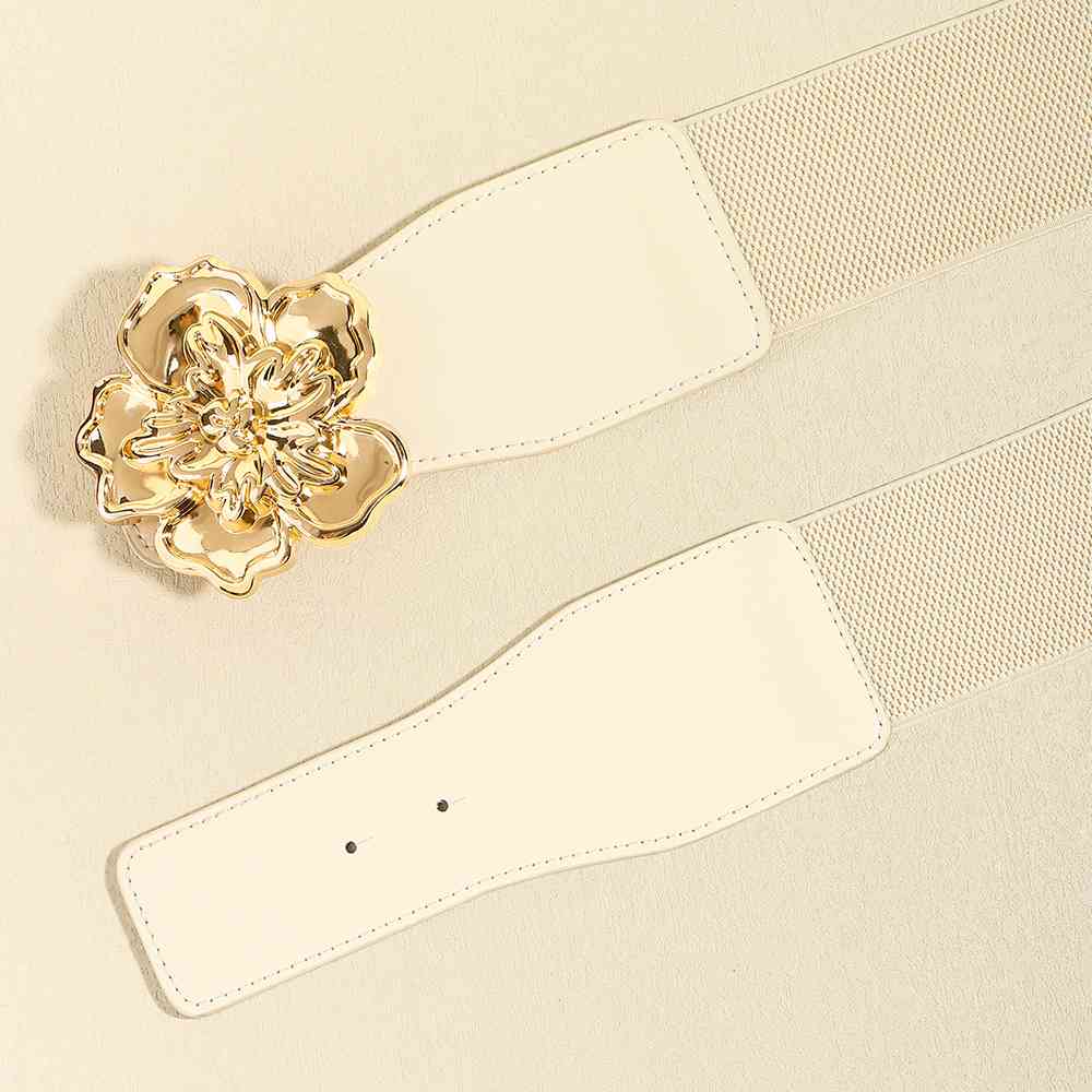 Flower Alloy Buckle Elastic Belt BLUE ZONE PLANET