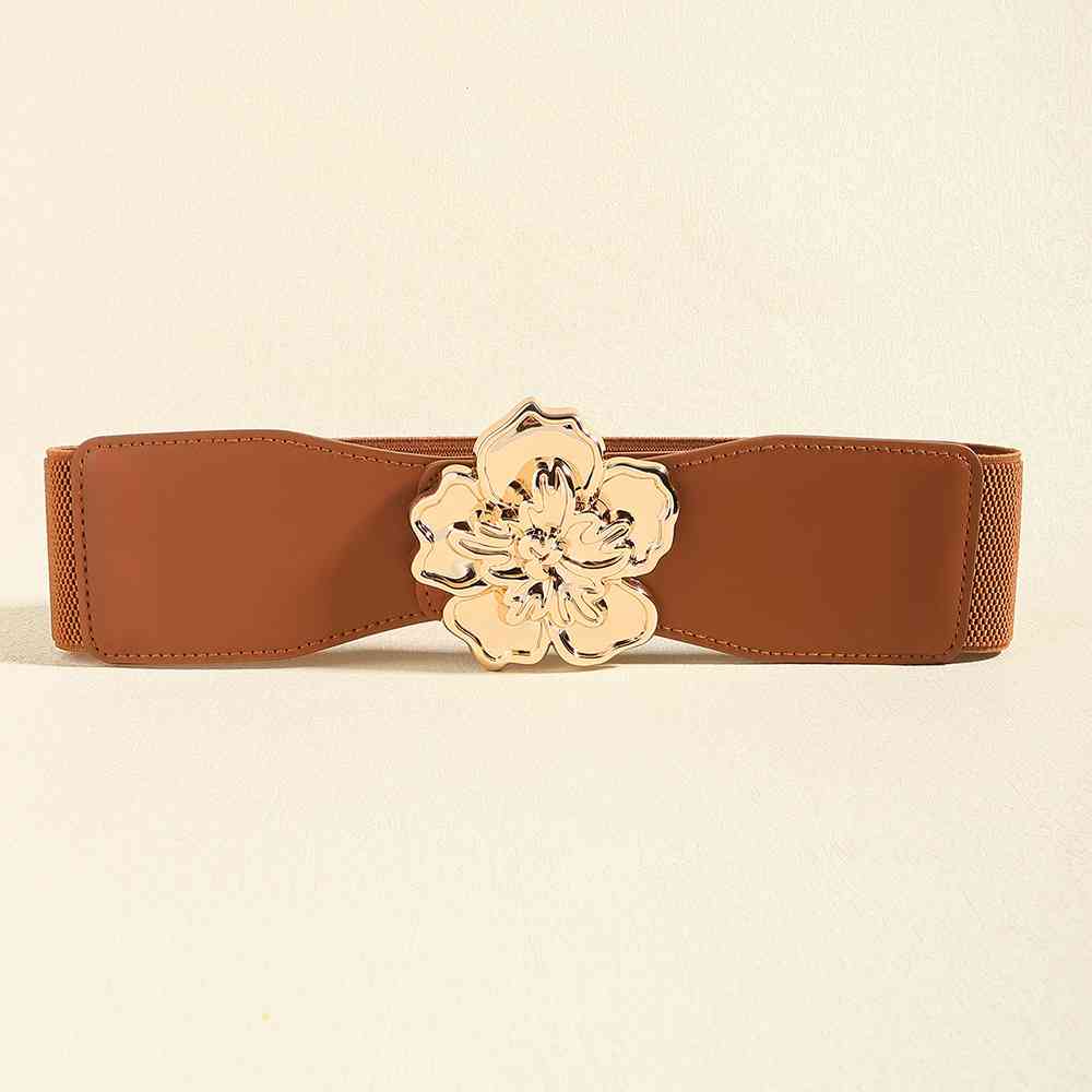Flower Alloy Buckle Elastic Belt BLUE ZONE PLANET