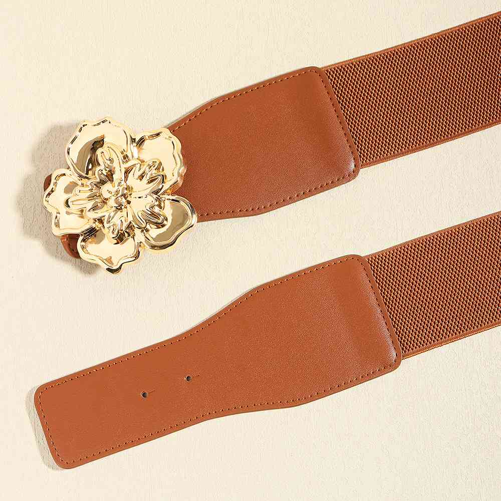 Flower Alloy Buckle Elastic Belt BLUE ZONE PLANET